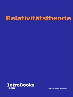 cover image of Relativitätstheorie